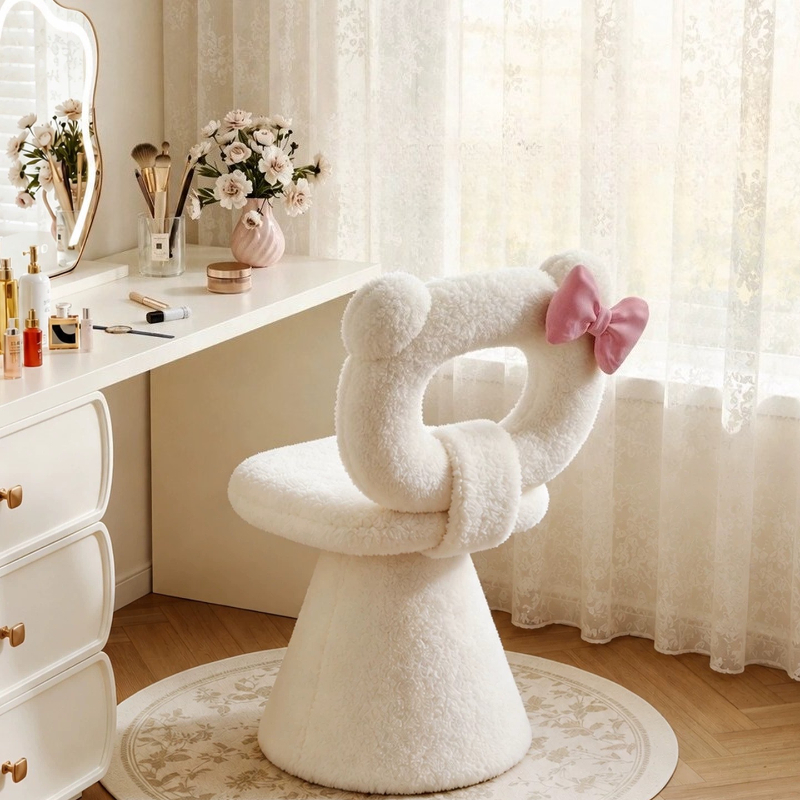 Beauty Makeup Girl - Bow Dressing Vanity Stool Pink Make