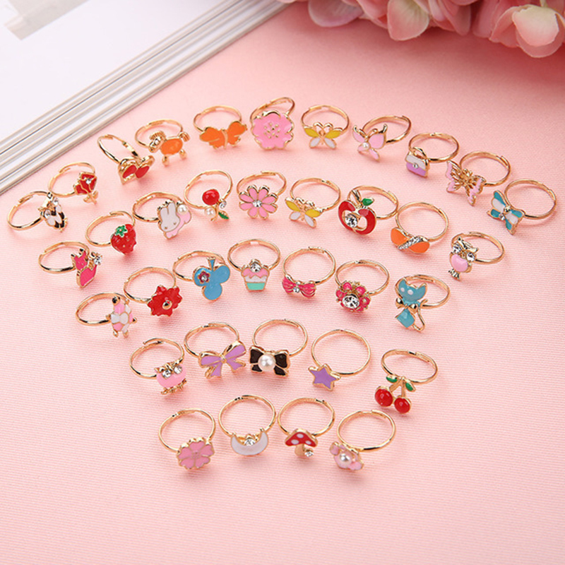 Beauty Makeup Girl - 10/20 pcs Children Cute Ring Adjustable