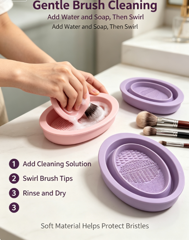 Cosmetic Sponge - Flexible Silicone Makeup Cleaning Bowl Set,