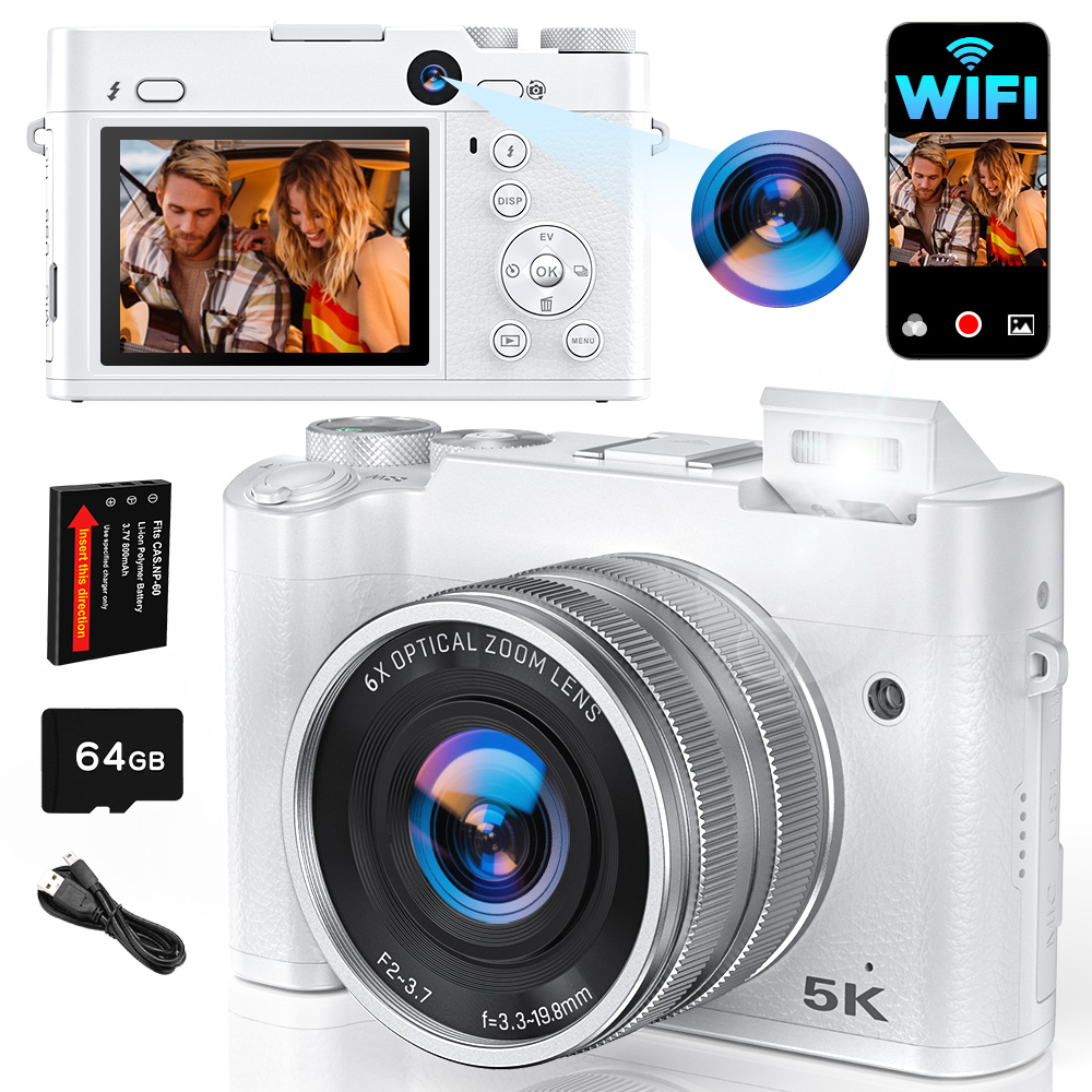 5K 64MP WiFi Digital Camera, 6 - Beauty Makeup App บทวิจารณ์และราคา