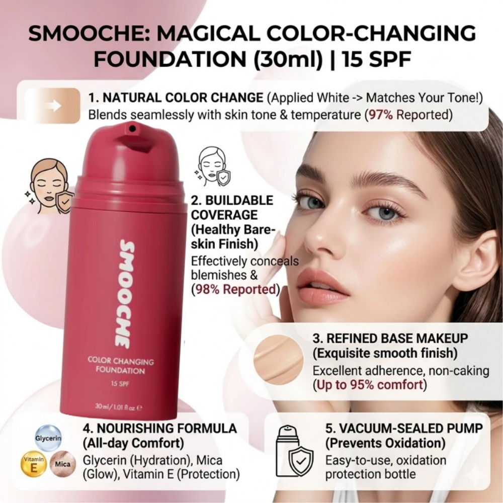 SMOOCHE Color Changing Foundat - Beauty Natural Makeup บทวิจารณ์และราคา