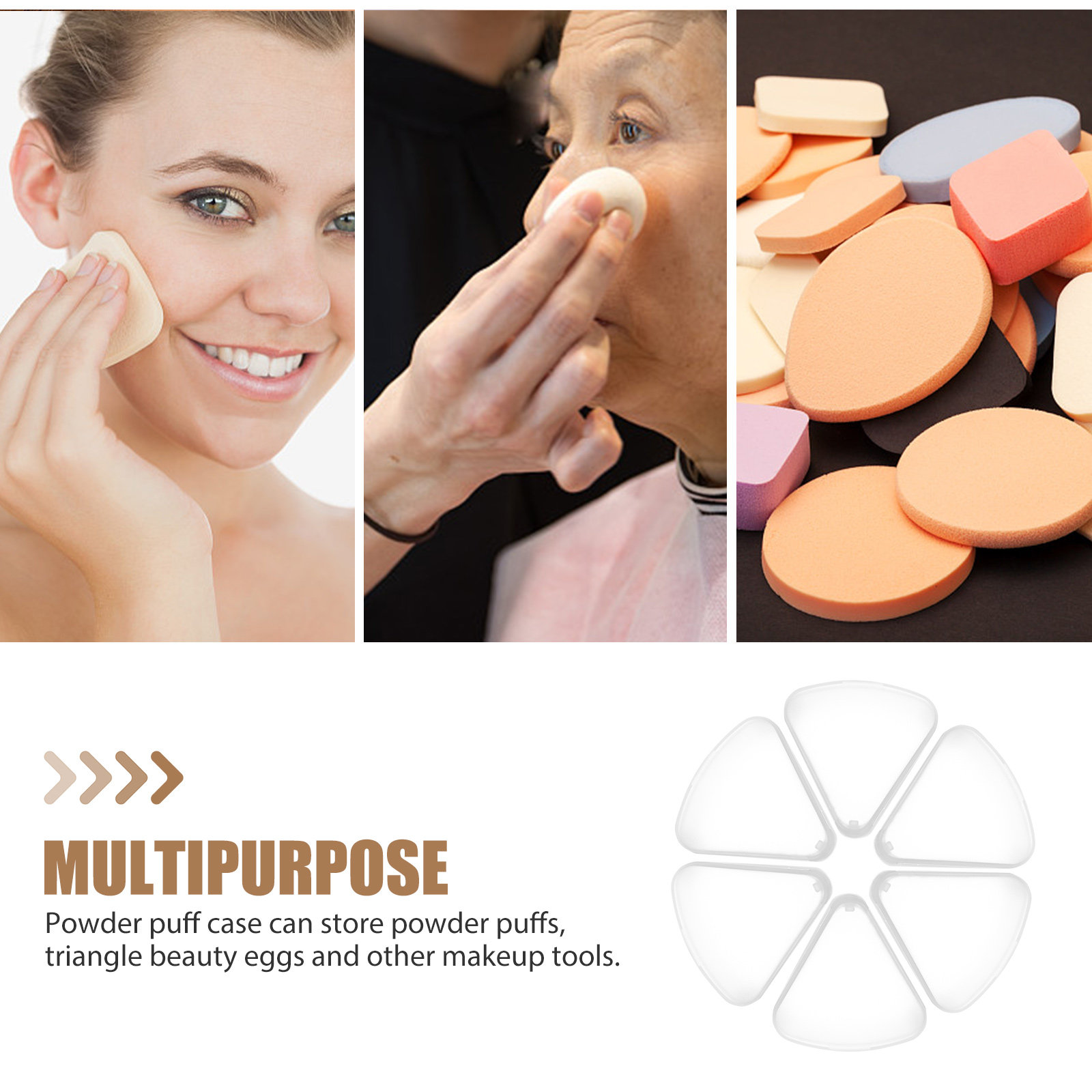 6Pcs Triangle Powder Puff Case - Beauty With Makeup บทวิจารณ์และราคา