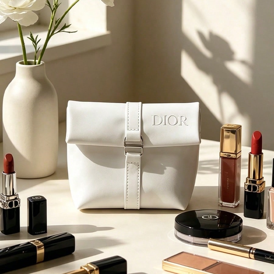 Dior’s Bag White Cosmetic Bag  - Beauty Makeup Dior บทวิจารณ์และราคา