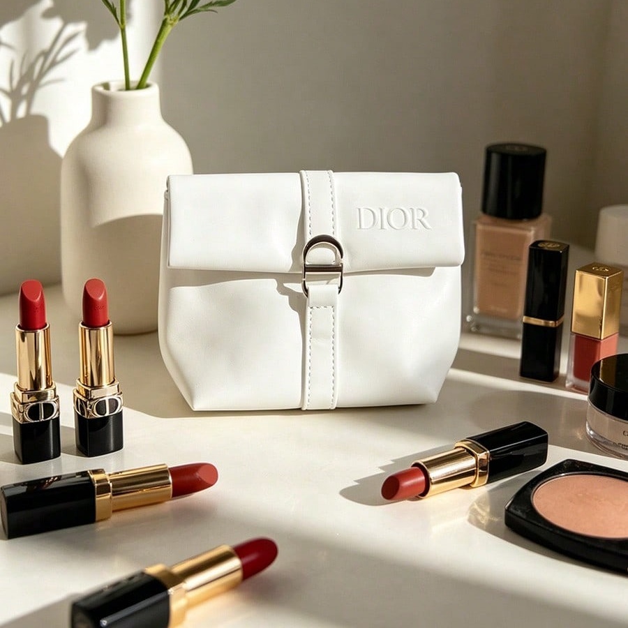 Dior’s Bag White Cosmetic Bag  - Beauty Makeup Dior บทวิจารณ์และราคา