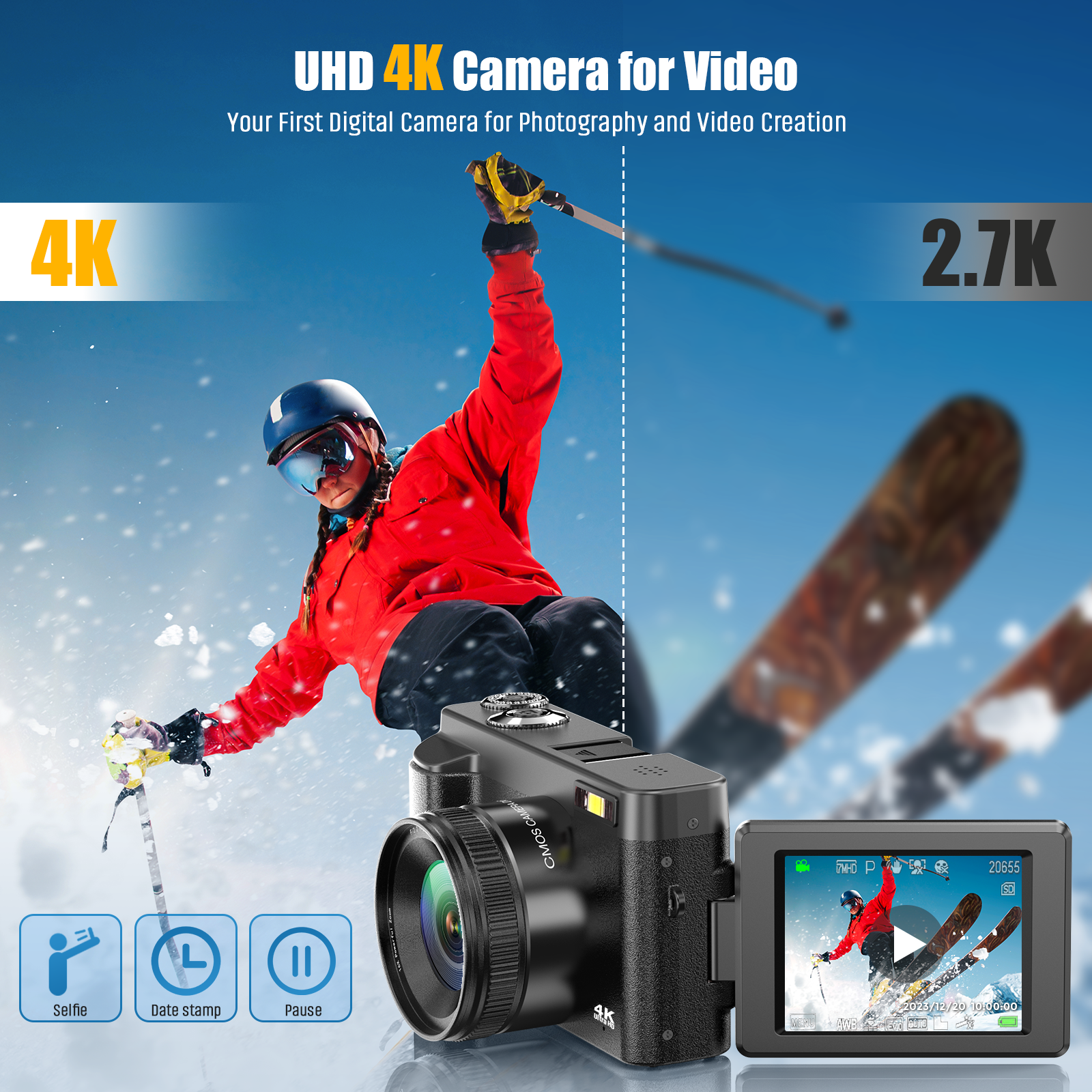 STUOGYUM 4K Vlogging Camera,48 - Beauty Makeup Camera บทวิจารณ์และราคา