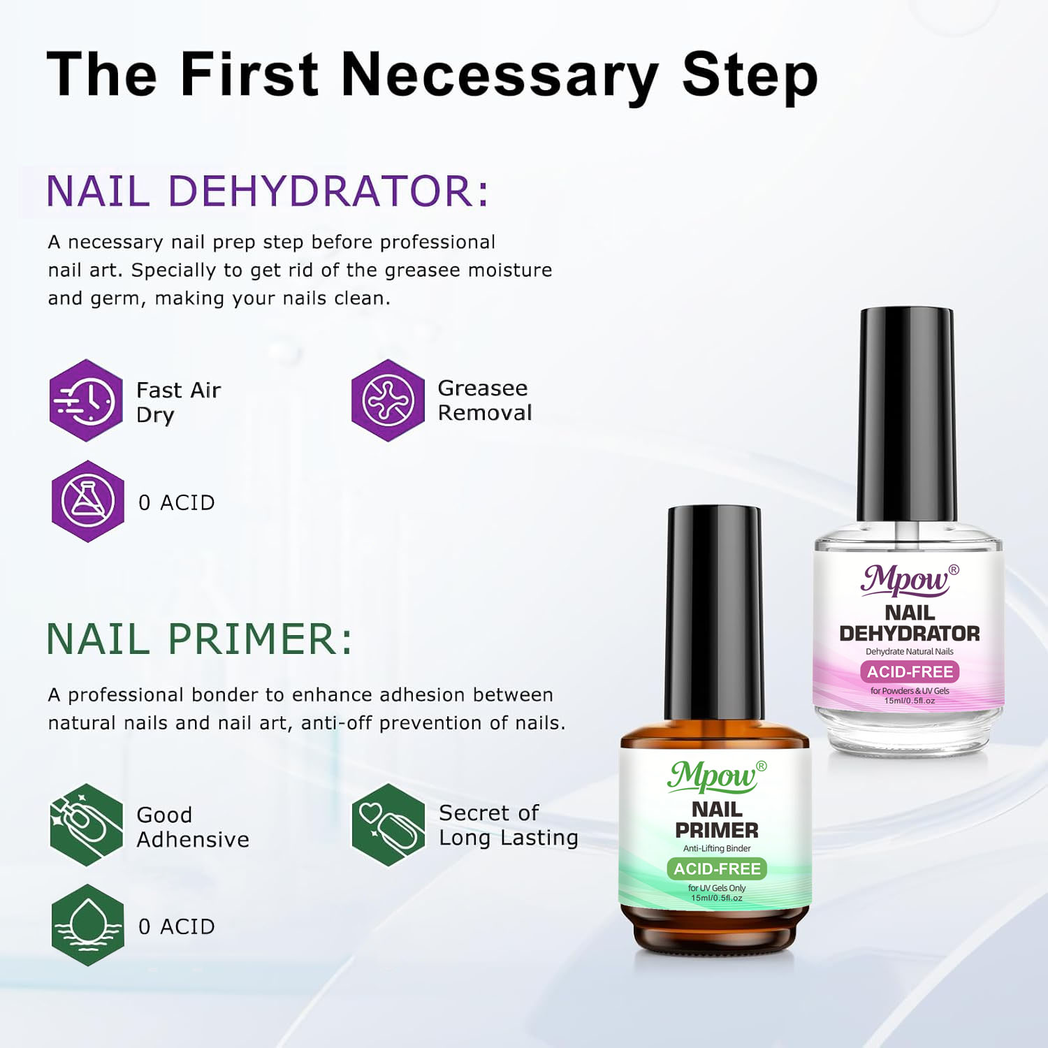 Mpow 1/2pcs 15ml Nail Dehydrat - Nail Dehydrator Primer บทวิจารณ์และราคา