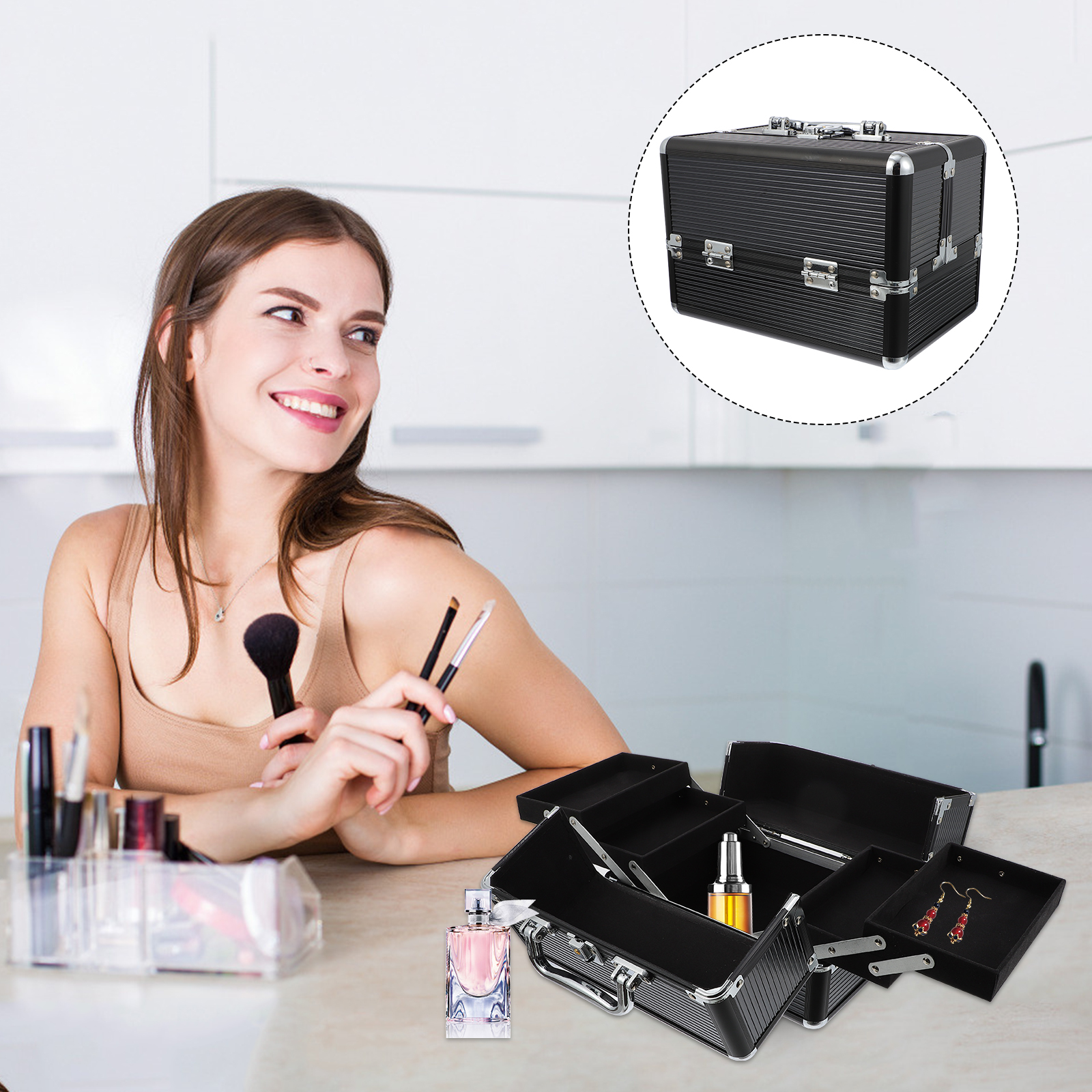 Makeup Case Handheld Storage C - Beauty Makeup Girl บทวิจารณ์และราคา