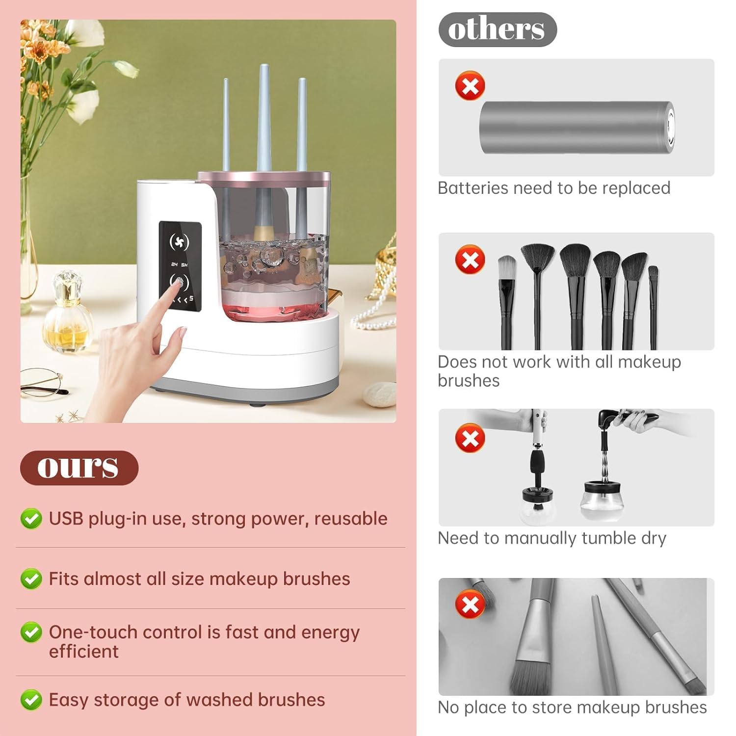 Automatic Rotating Makeup Brus - Beauty Makeup Vanity บทวิจารณ์และราคา