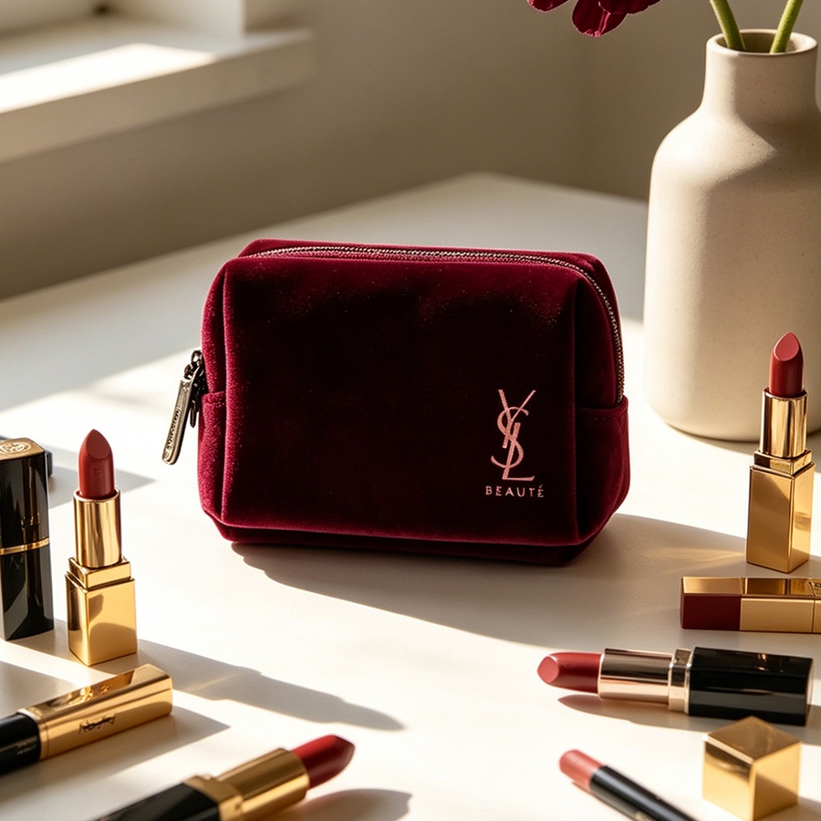 YSL’s Bag Wine Red Velvet Mini - Ysl Beauty Makeup บทวิจารณ์และราคา
